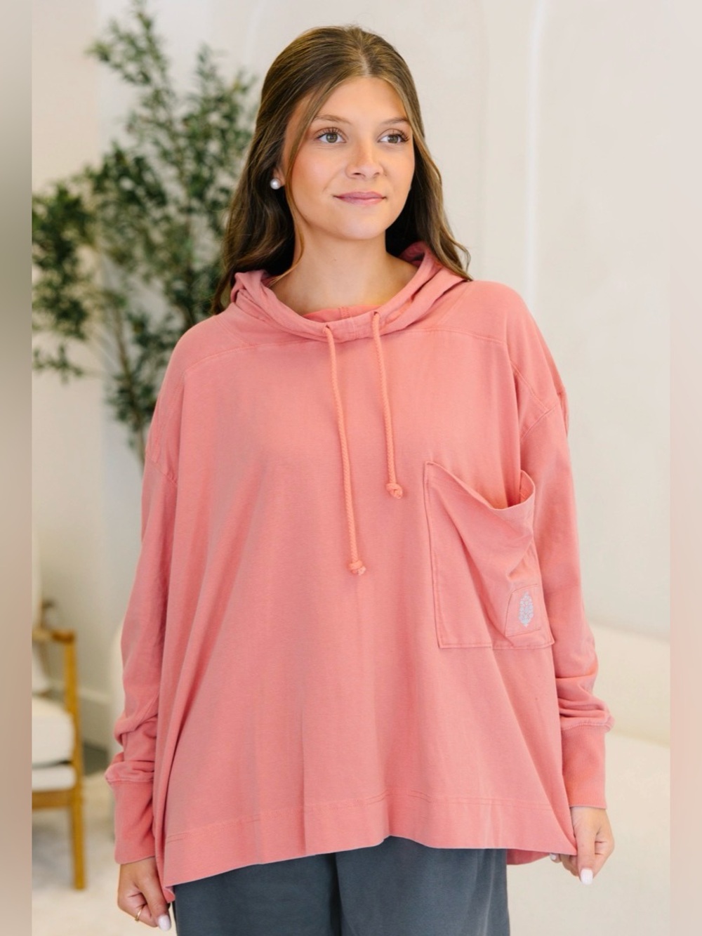 Free People Movement Hot Shot Hooded Layer Long Sleeve Size XS Orange Coral